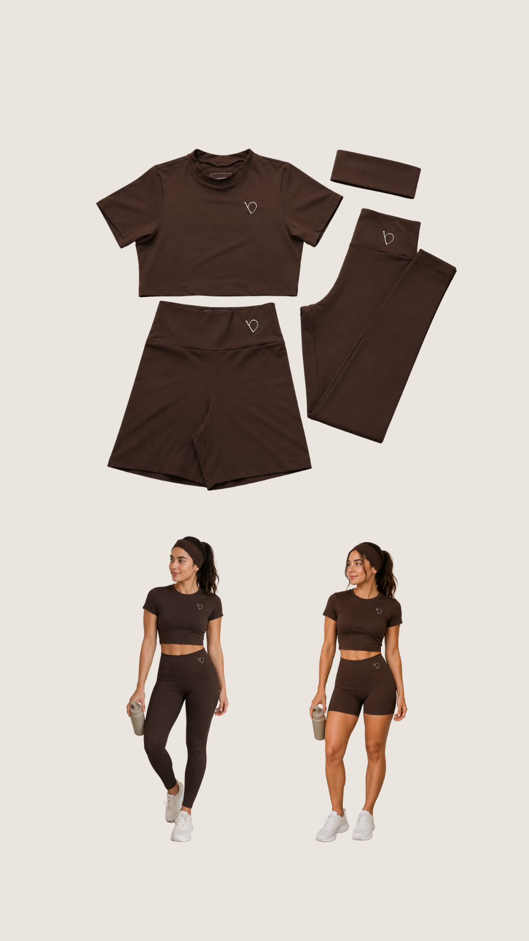 KIT 4 PEÇAS (18) Kit fitness marrom - Imagem 1